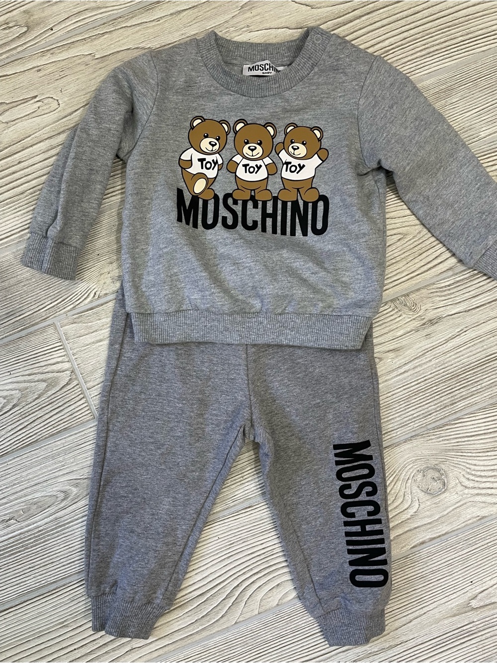 Moschino Baby Grey Teddy Logo Sweatshirt & Joggers Set